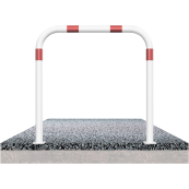 Hoop of steel tube |  60 x 2,5 mm | without cross bar | to be fixed by plugs | total width: 1000 mm | total height: 1000 mm | hot-dip galvanized and white coatedwith red reflecting stripes